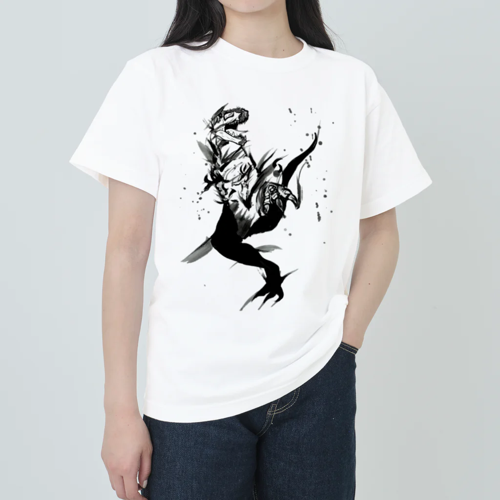 響 モモの猛り狂う暴君竜 ヘビーウェイトTシャツ