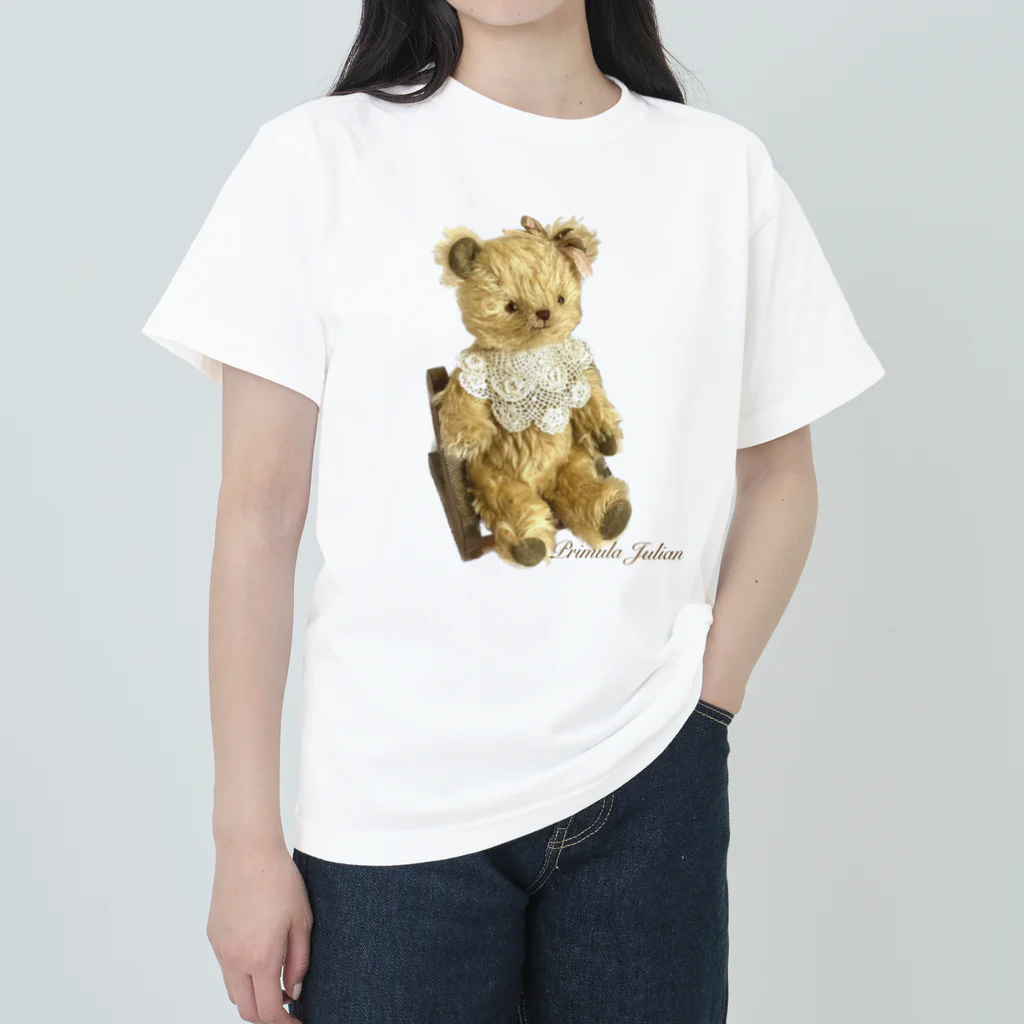 primula_julians_goodsshopのPrimula Julianのおすわりくまさん Heavyweight T-Shirt