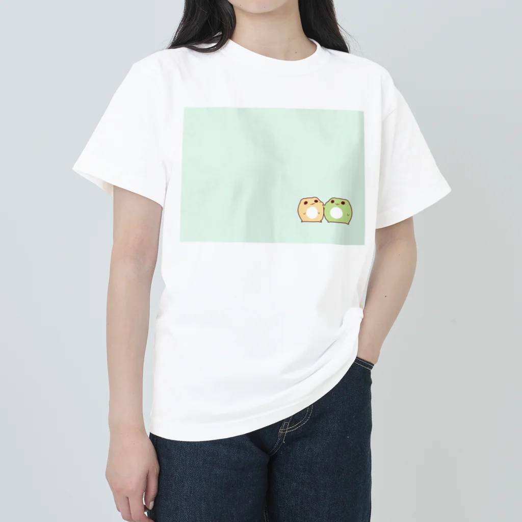 しろくろショップのだいふくかえる&きなこ　つん ヘビーウェイトTシャツ