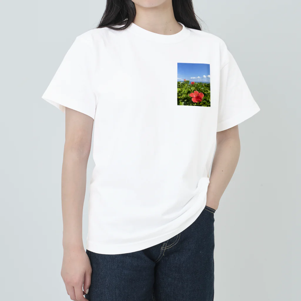 Ripples沖縄レジンアートの沖縄の海とハイビスカス ヘビーウェイトTシャツ