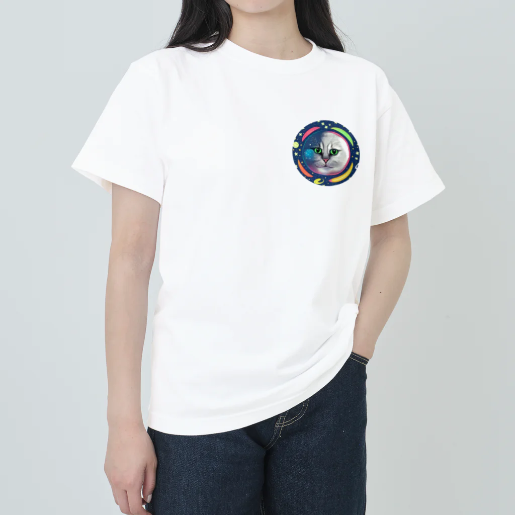 宇宙猫の宇宙猫 ヘビーウェイトTシャツ