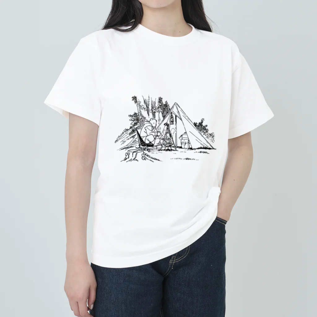 空想画学販売所のクマのキャンプ Heavyweight T-Shirt