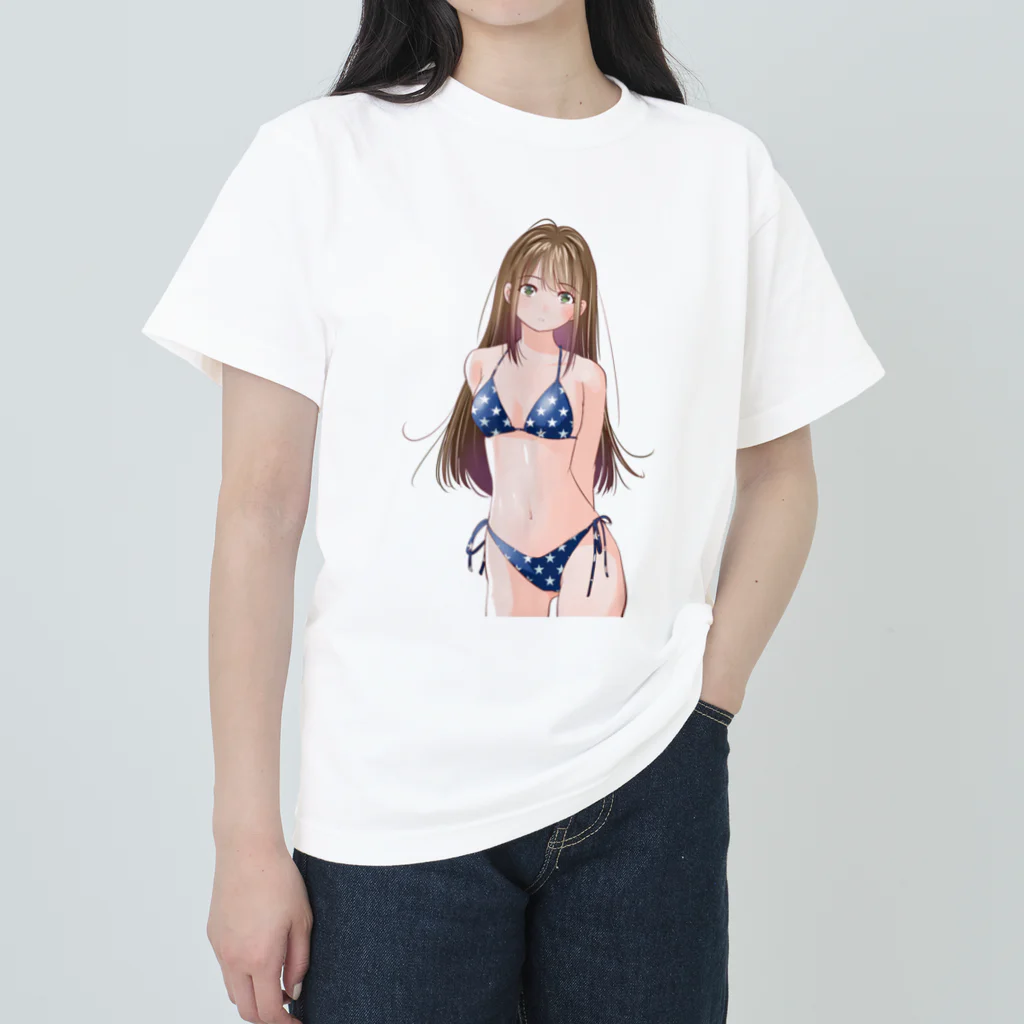 yanchikiのオリキャラグッズ店の浜野　咲 ヘビーウェイトTシャツ
