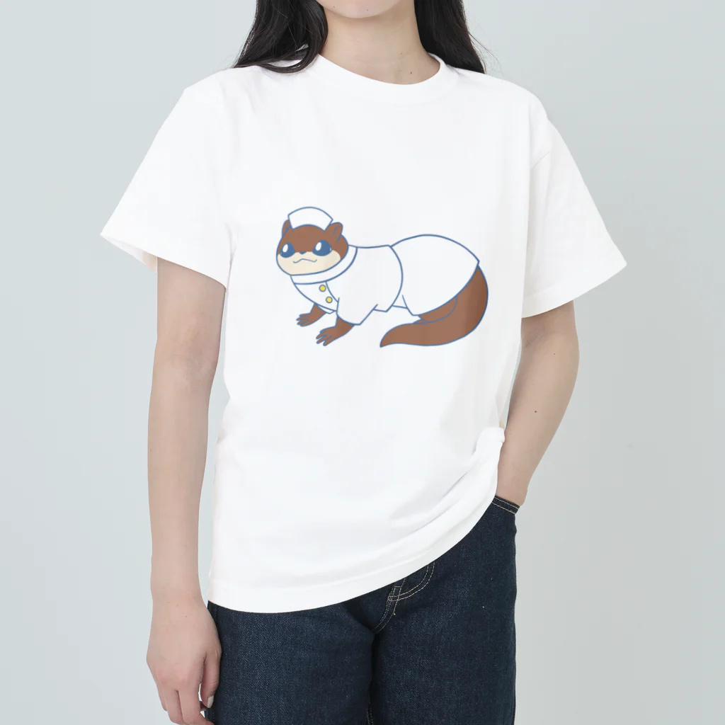 睡魔バクの動物お洋服シリーズ　ナースカワウソ ヘビーウェイトTシャツ