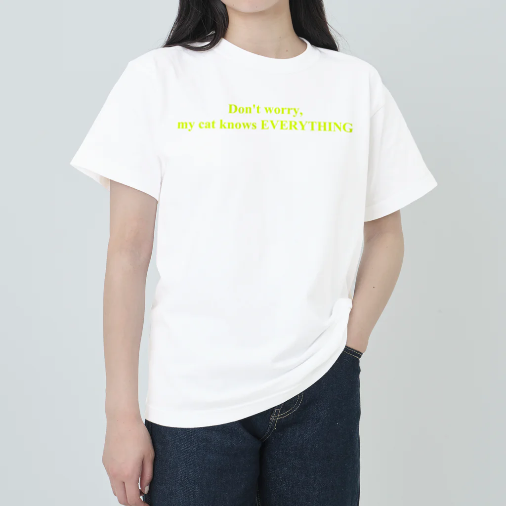 Ningen Ajiの全知全能猫 ヘビーウェイトTシャツ