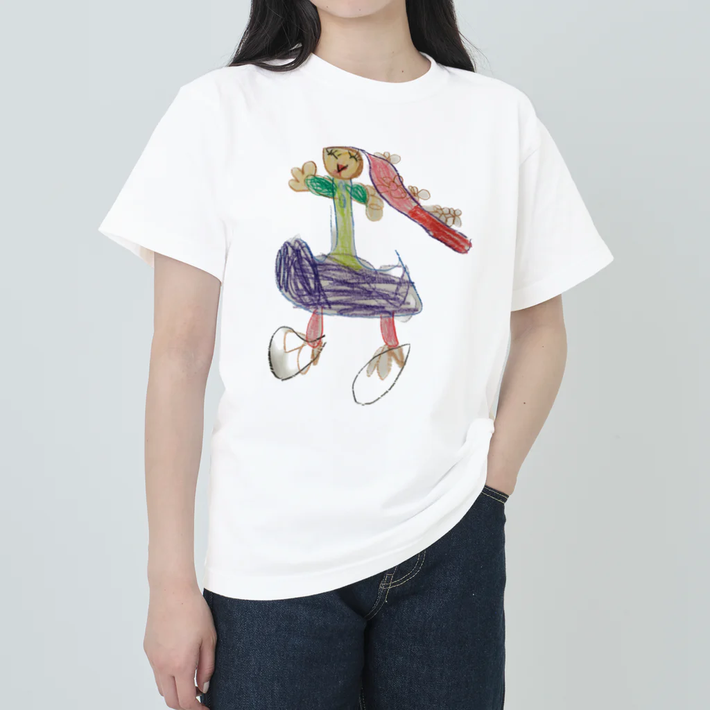 KidsArtの【子どもの絵】長い髪の女の子 Heavyweight T-Shirt
