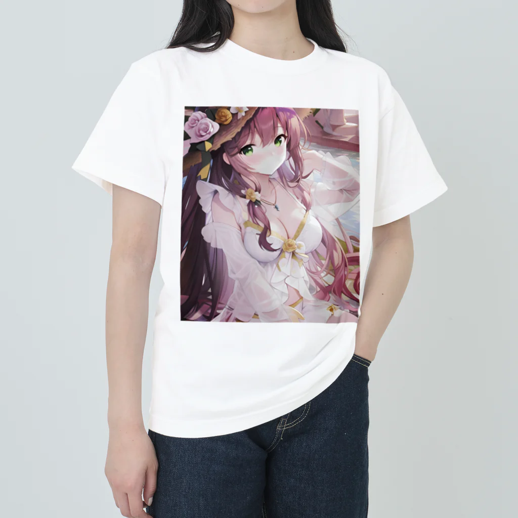 あゆはの華の妖精のかわいい女の子 ヘビーウェイトTシャツ