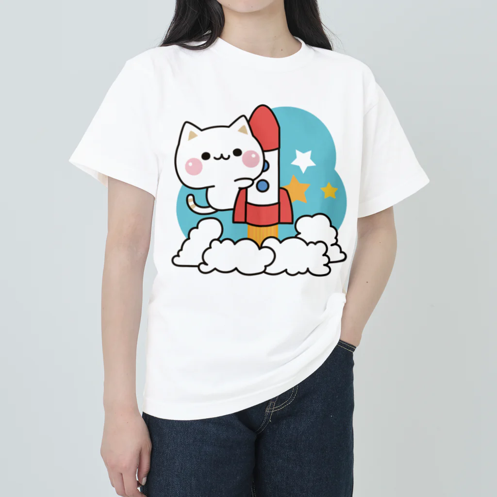 DECORの気づかいのできるネコ　ロケットver. ヘビーウェイトTシャツ