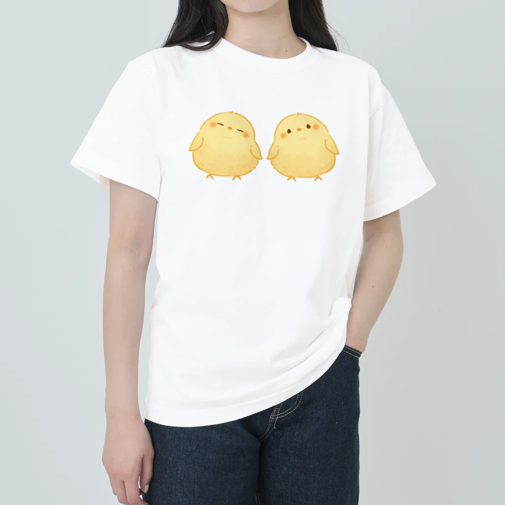 nekono0mimozaのまんまひよこさん　2匹セット ヘビーウェイトTシャツ