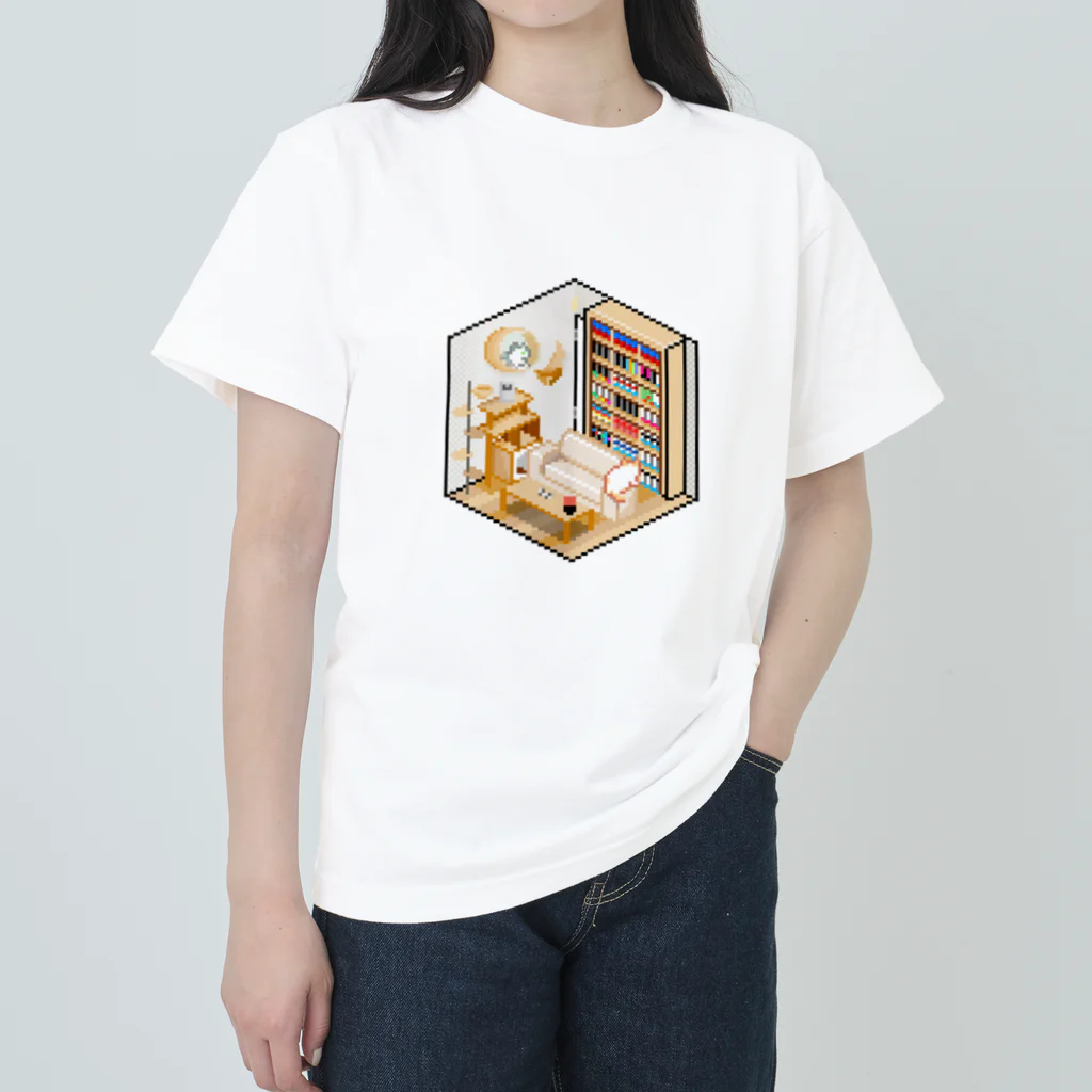 脱サラ賢者タカの池崎さん家っぽいピクセルルームTシャツ【白】 ヘビーウェイトTシャツ