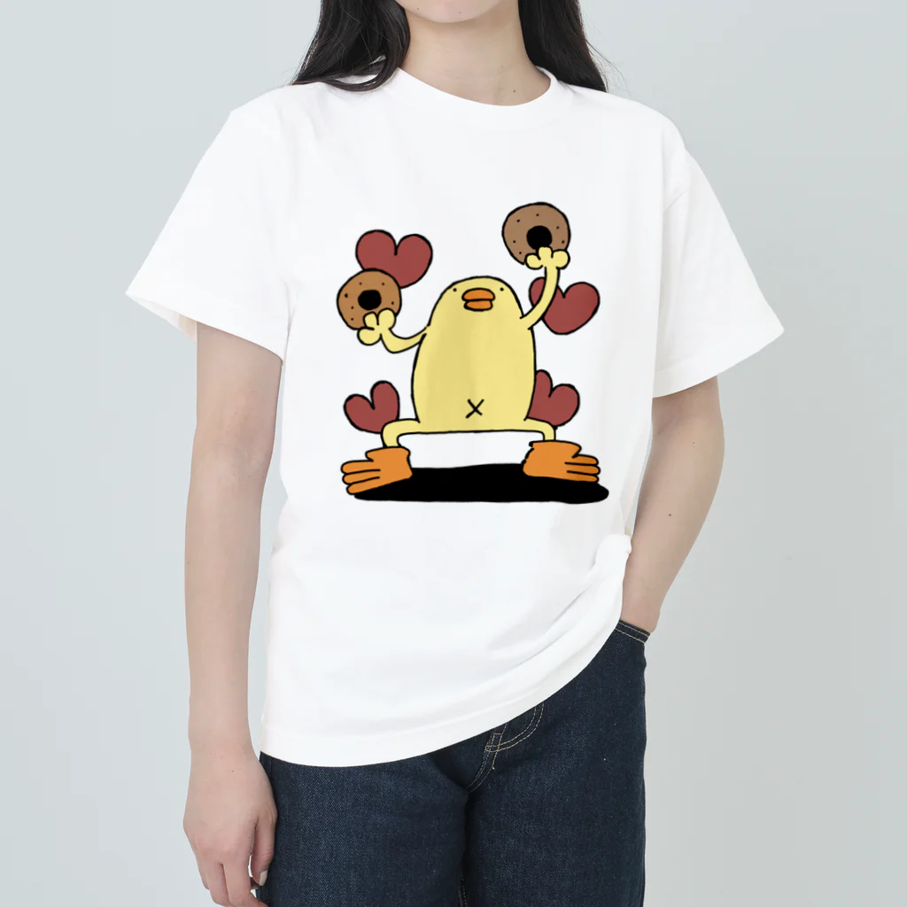 ぴょろりんちょ🐤のドーナッツぴよ ヘビーウェイトTシャツ