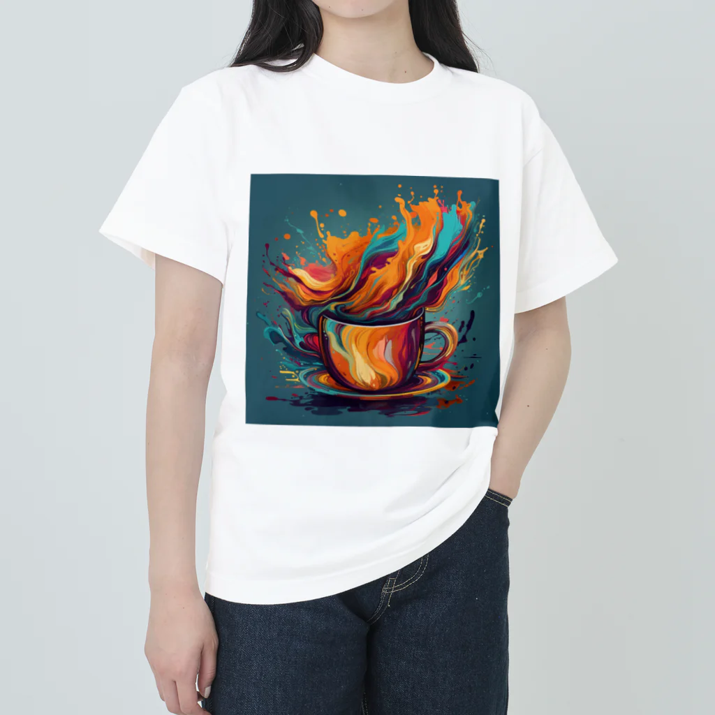 CoffeePixelのPixelBrew Cup（ピクセルブリューカップ） - クリエイティブな一杯で毎日を彩ろう Heavyweight T-Shirt