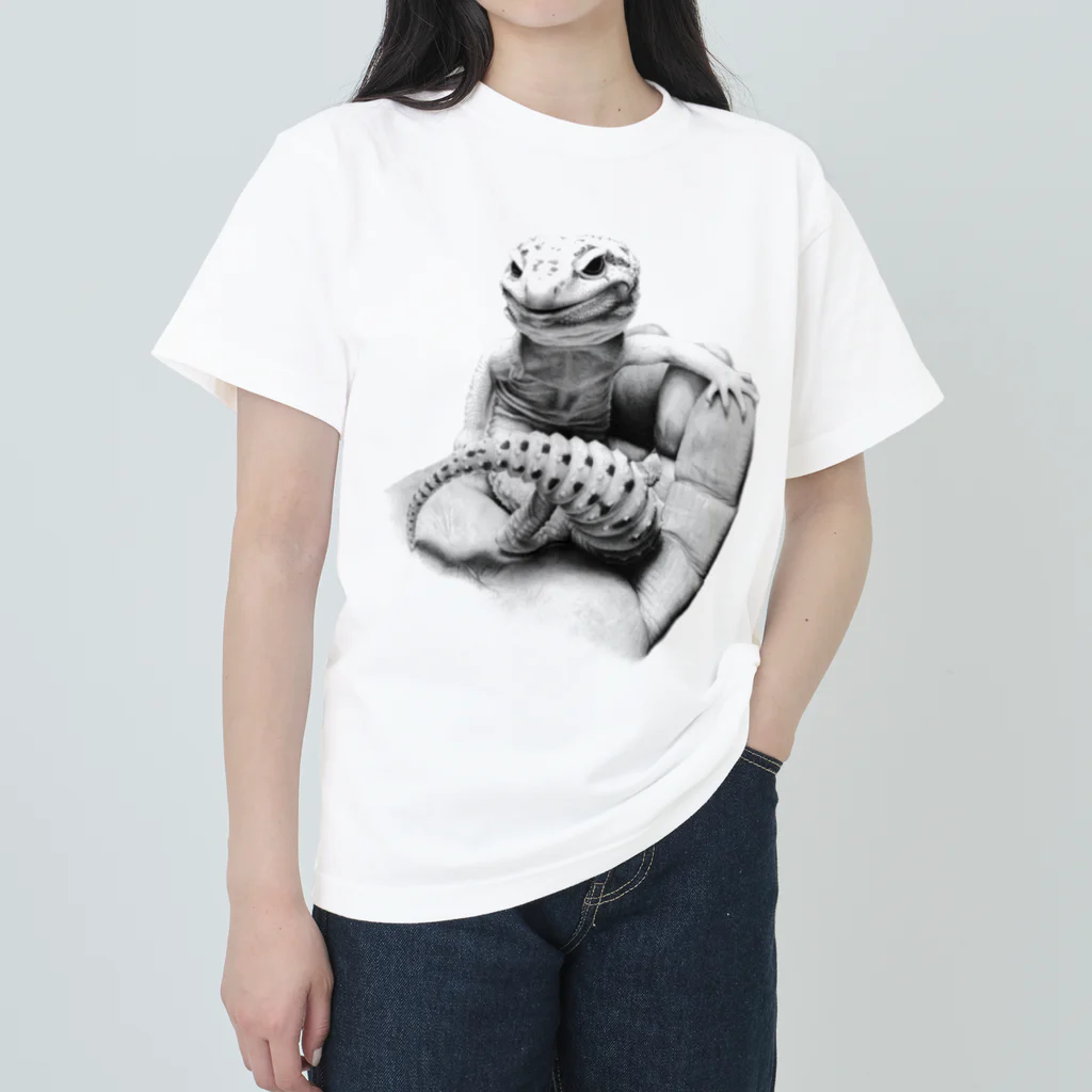 Pencil reptiles | 鉛筆の爬虫類達のヒョウモントカゲモドキ（レオパ） ヘビーウェイトTシャツ