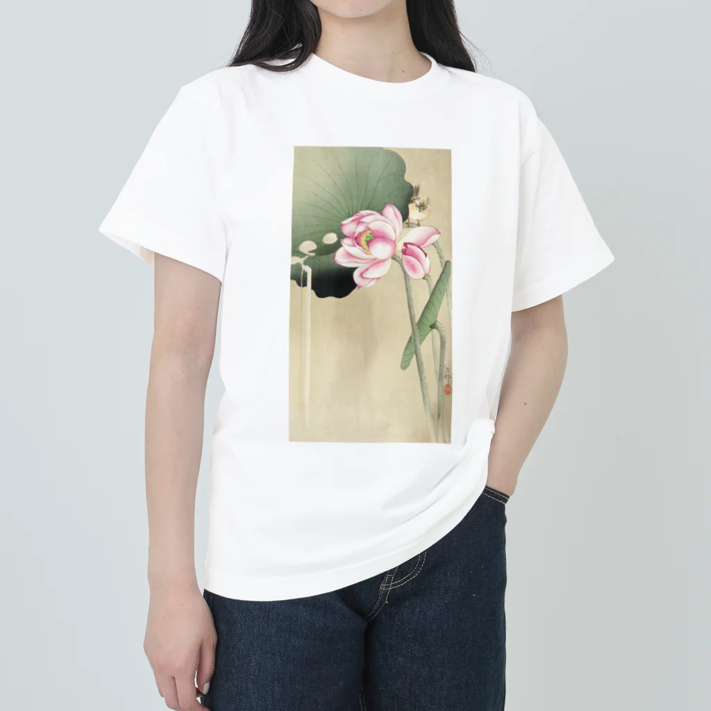 MUGEN ARTの小原古邨　蓮と雀　Ohara Koson / Songbird and Lotus ヘビーウェイトTシャツ