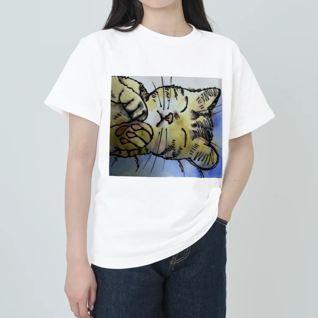 ケイケイの味わいニャンコの眠い猫 Heavyweight T-Shirt