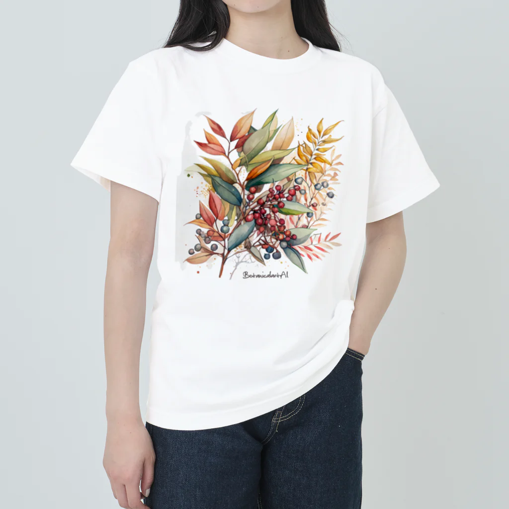 botanicalartAIのナンテン/南天 Heavyweight T-Shirt