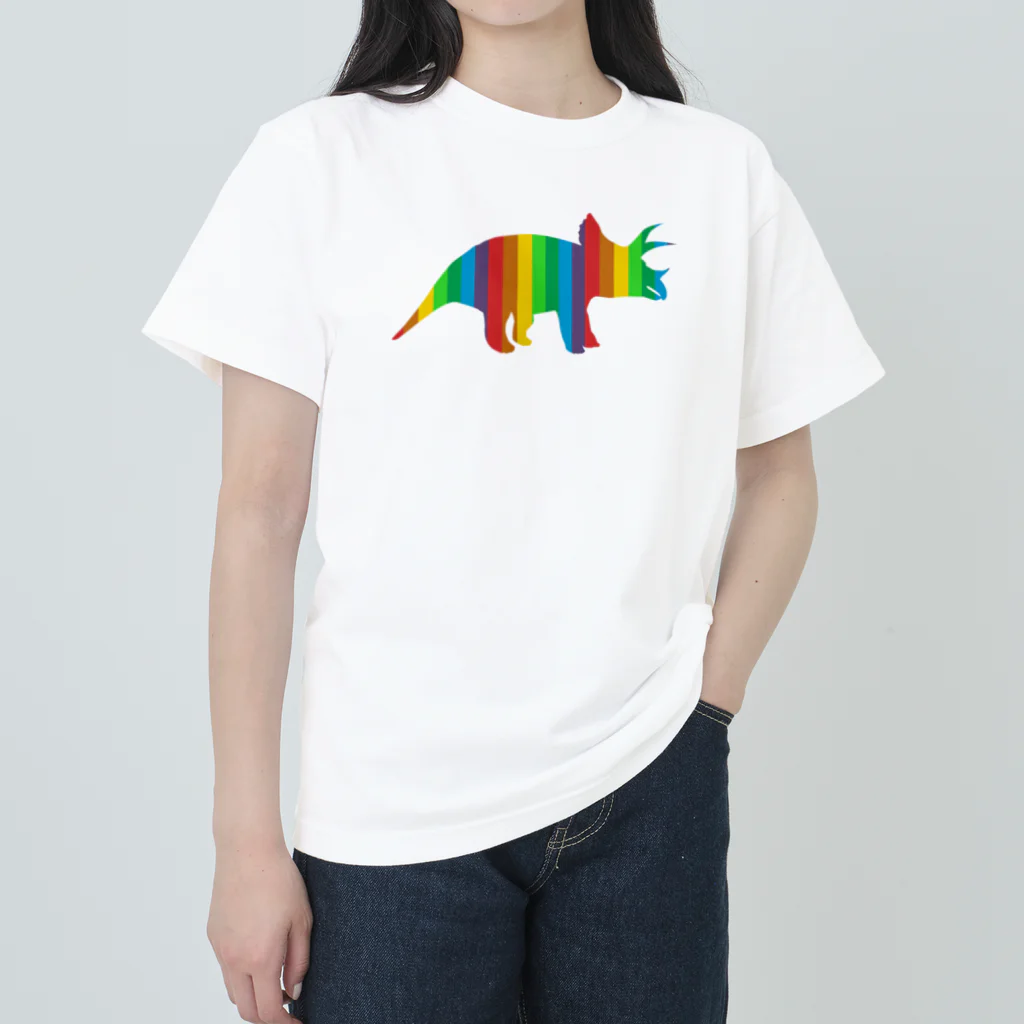 chicodeza by suzuriのカラフルなトリケラトプス ヘビーウェイトTシャツ