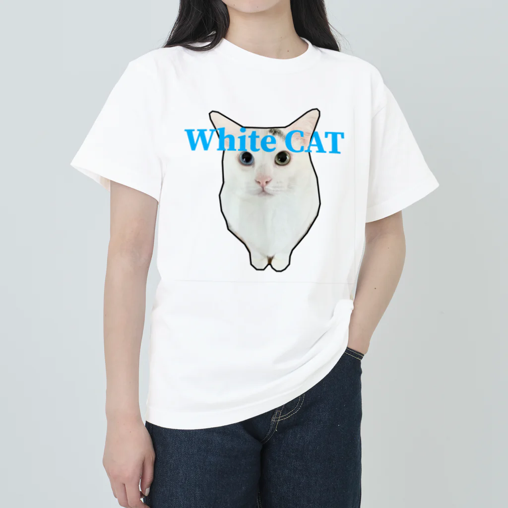 保護猫しーちゃん（White cat）のしーちゃんWhiteCATちゃん ヘビーウェイトTシャツ