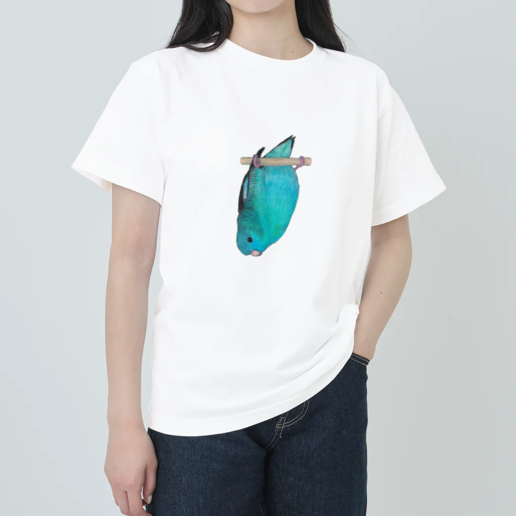 森図鑑の[森図鑑] サザナミインコ水色 ヘビーウェイトTシャツ