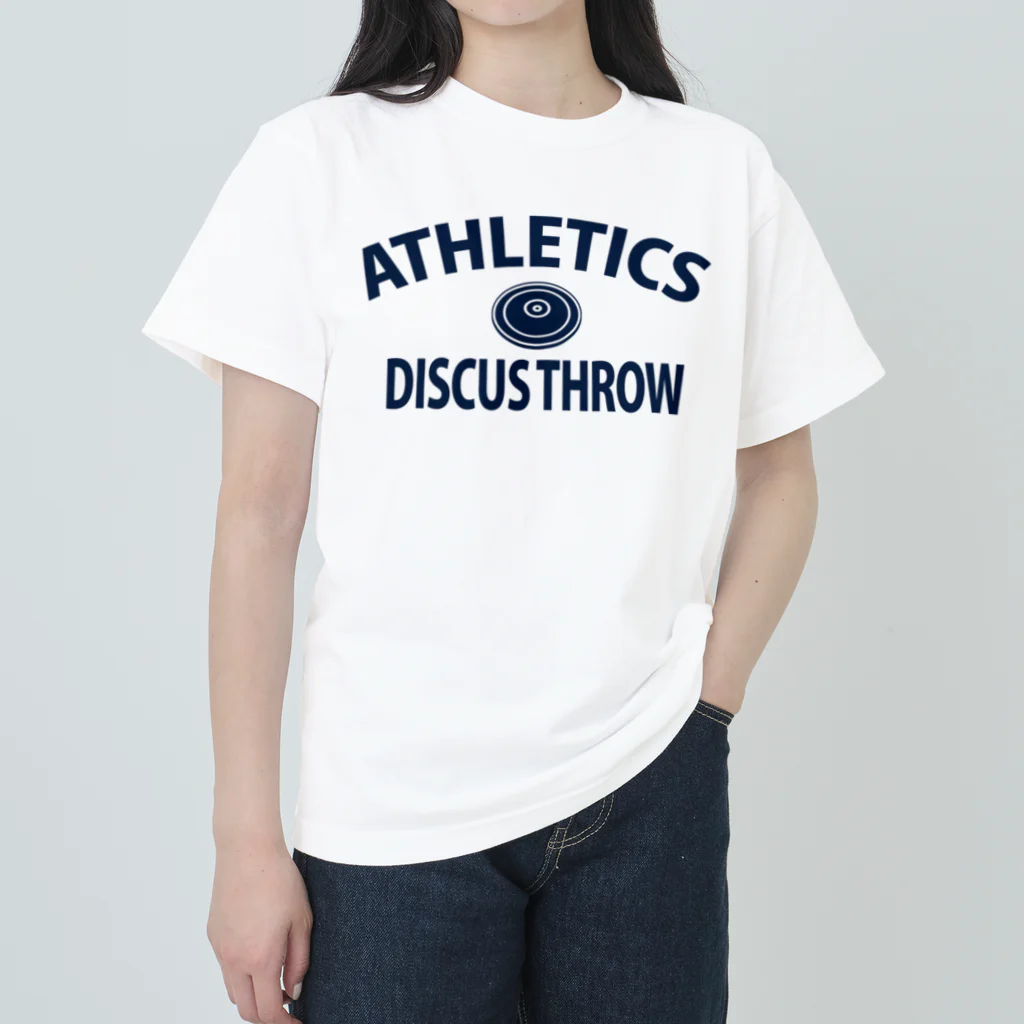 sports_tower スポーツタワーの円盤投げ・陸上競技・えんばんなげ・グッズ・Tシャツ・Discus Throw・飛距離・男子・女子・かっこいい・かわいい・アスリート・選手・有力・確実・候補・部活・有望・応援・精神力・集中力・メダル ヘビーウェイトTシャツ