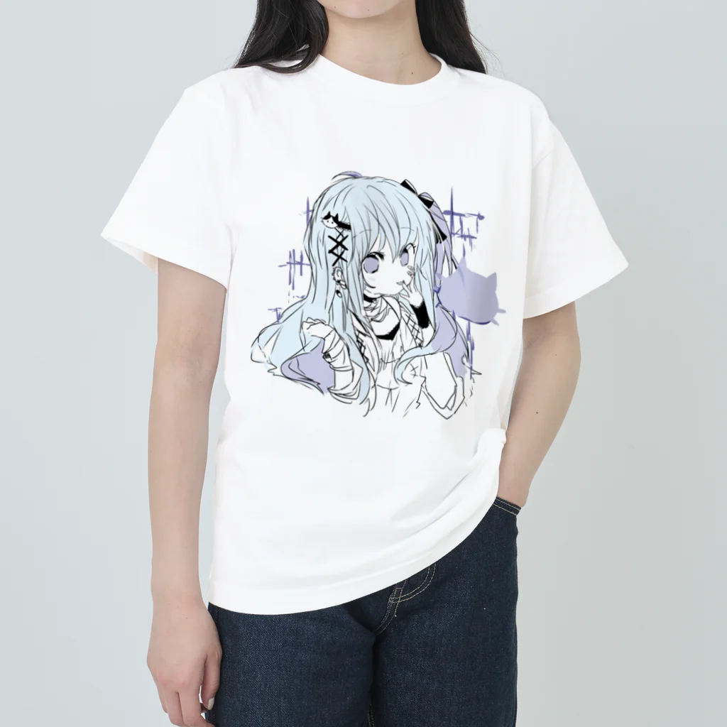 blossomの淡色青紫系女の子 Heavyweight T-Shirt