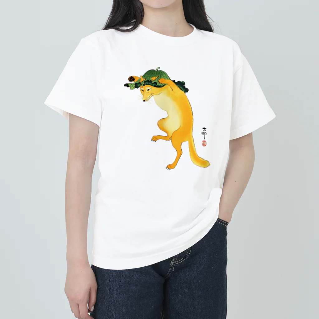 MUGEN ARTの小原古邨　踊る狐　日本の名画アートTシャツ Heavyweight T-Shirt