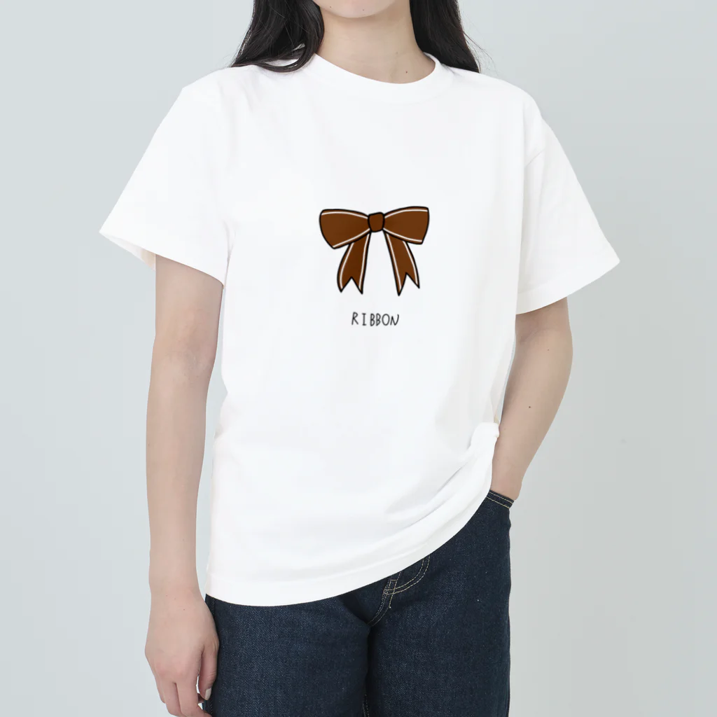 とある丸眼鏡の描き散らしのRIBBON_透明 Heavyweight T-Shirt