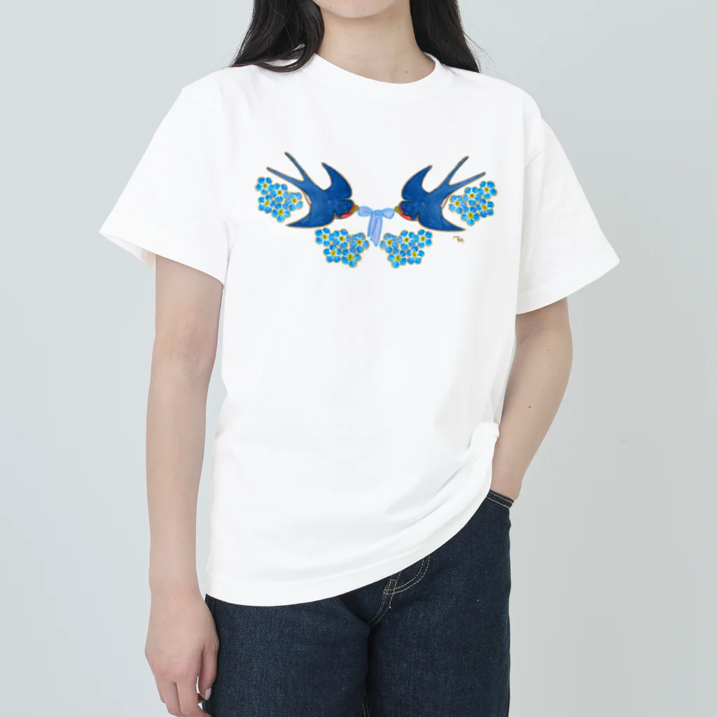 segasworksのForget me (k)not（抱きツバメちゃん） ヘビーウェイトTシャツ