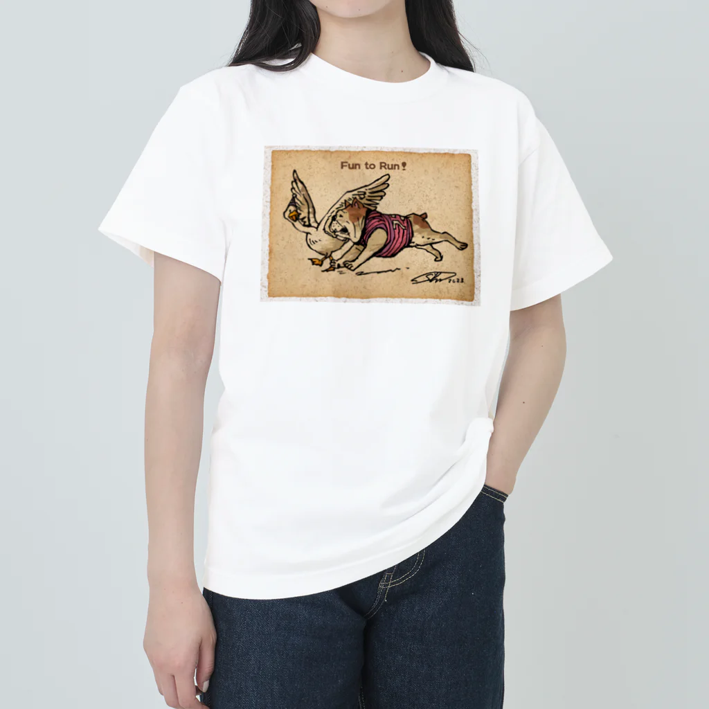 まつもトイズのブルちゃんとガチョウ♪ ヘビーウェイトTシャツ