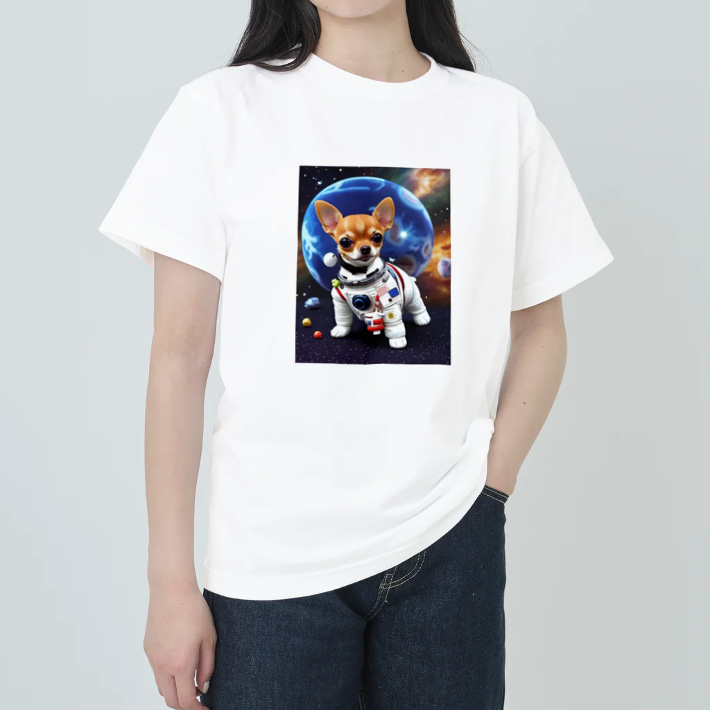 Pet_Charmの宇宙服を着たチワワ ヘビーウェイトTシャツ