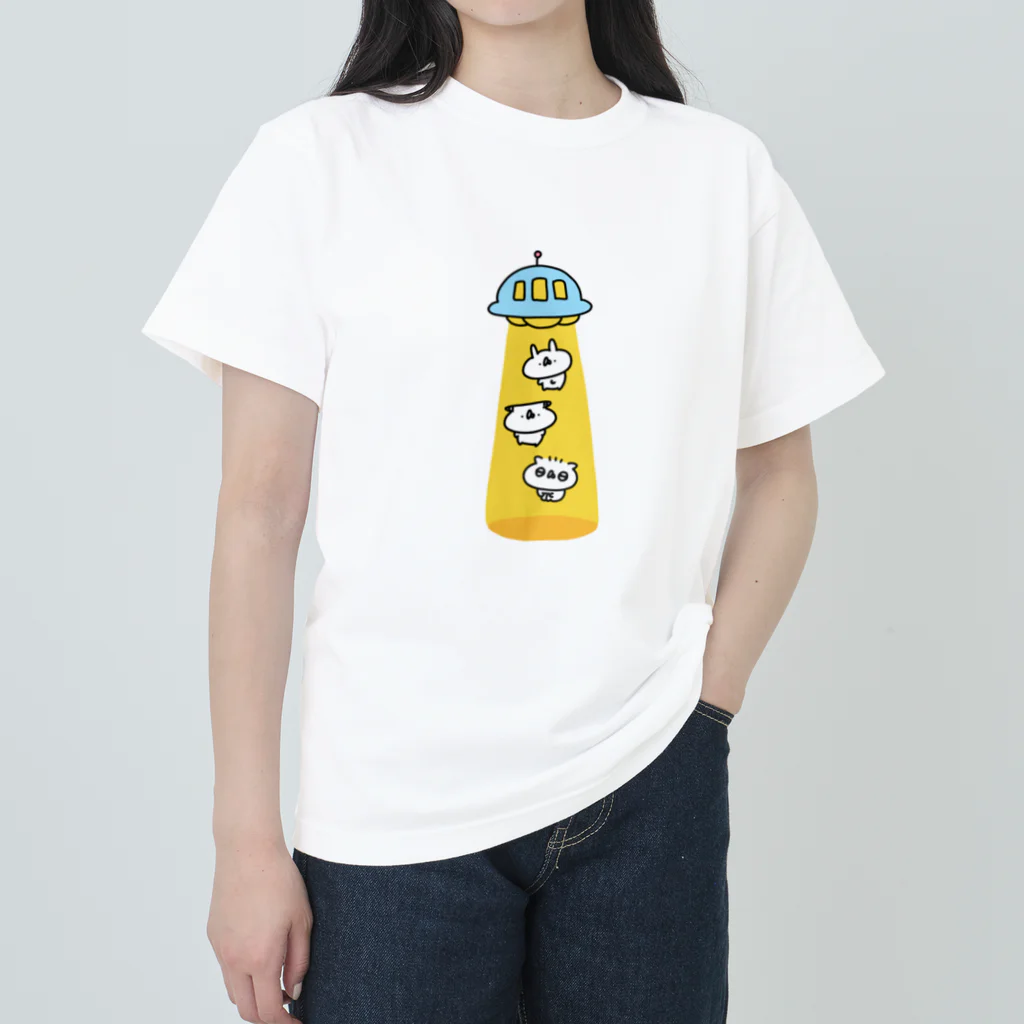 うさぎ帝国SUZURIショップのアブダクション Heavyweight T-Shirt
