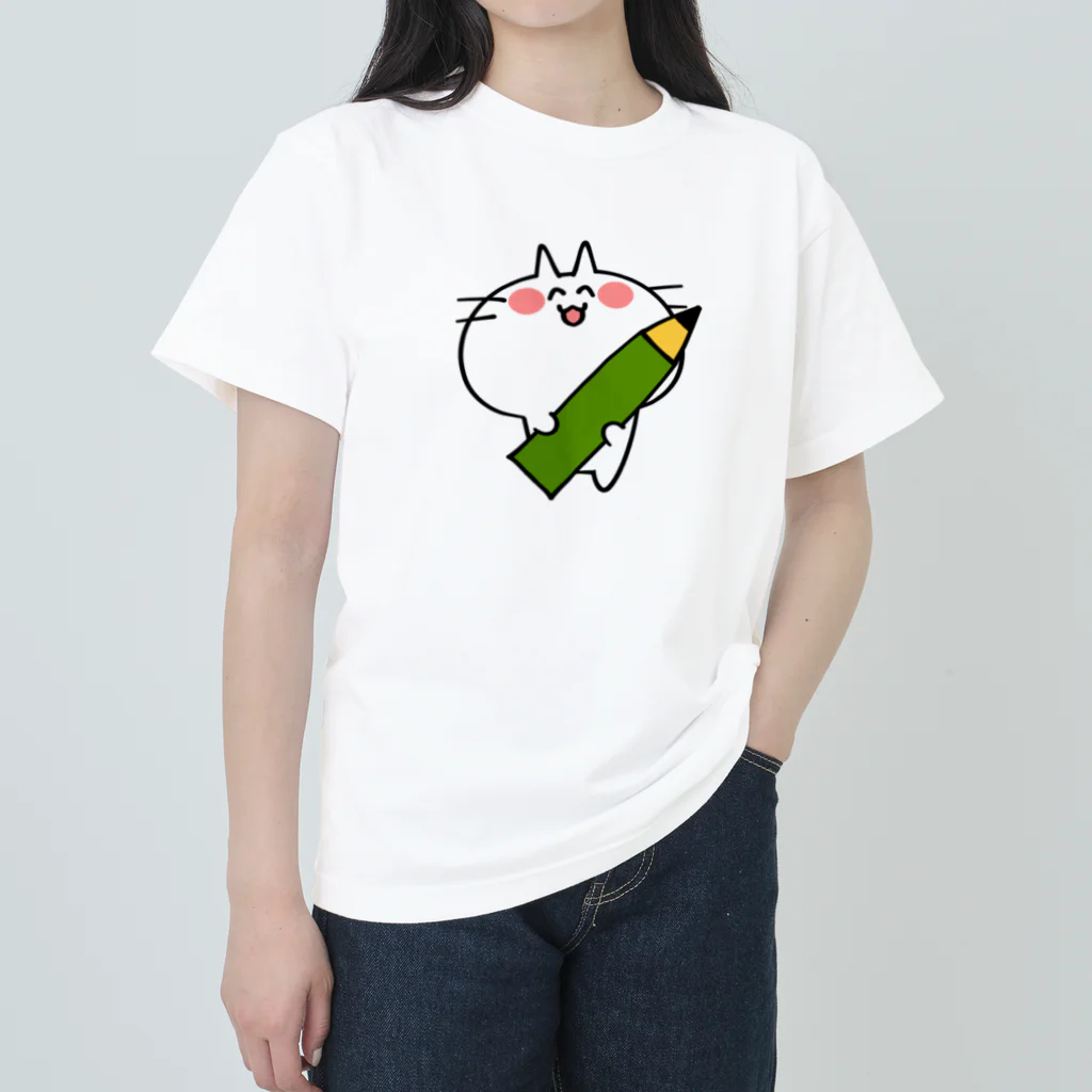 ゆちのへやの特大鉛筆を持ったにゃんこイラスト Heavyweight T-Shirt