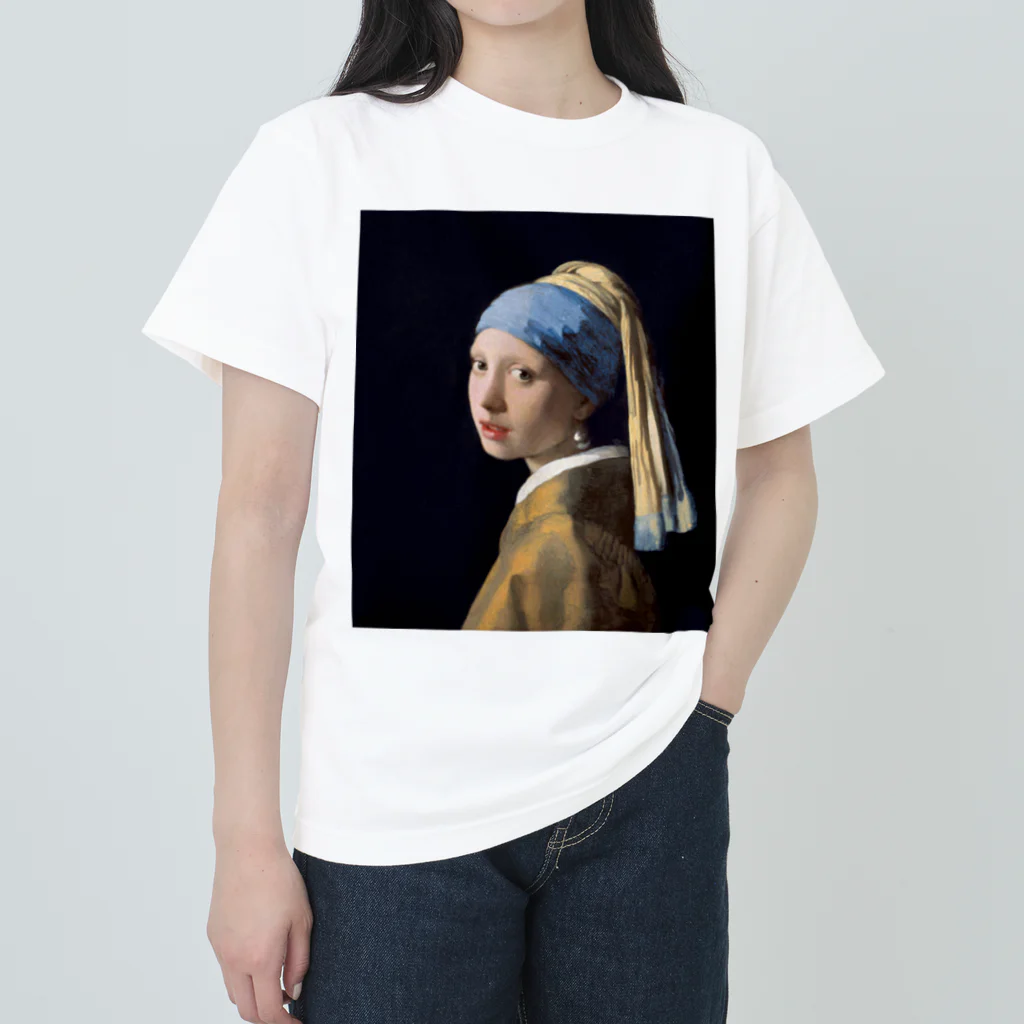 世界美術商店の真珠の耳飾りの少女 / Girl with a Pearl Earring ヘビーウェイトTシャツ