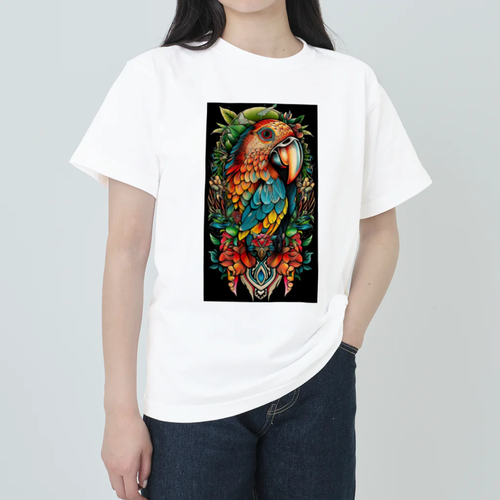 studio momoのFlamboyant parrots ヘビーウェイトTシャツ