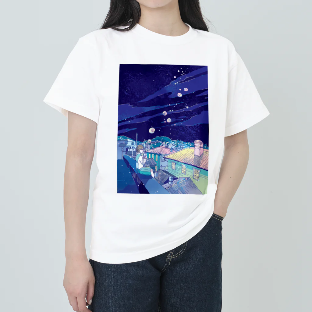 Saigetsuの【あしたのひかり】/長崎の風景 ヘビーウェイトTシャツ