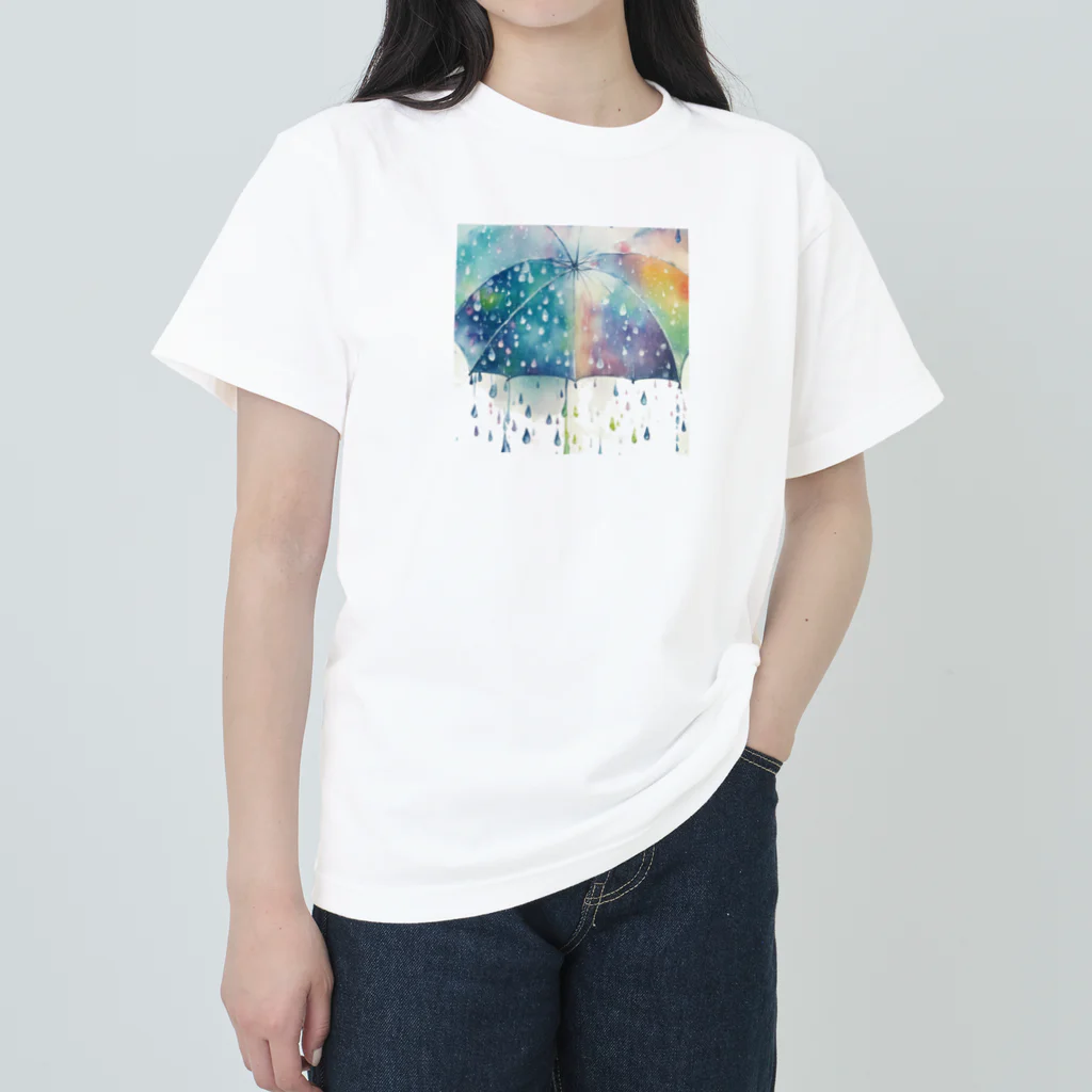 ぽけの水彩風雨の風景 ヘビーウェイトTシャツ