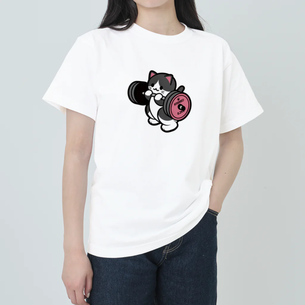 きんにく村SHOPのばーべるニャンコ（ハチワレver.） Heavyweight T-Shirt