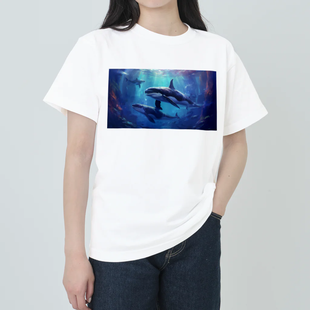 soeluのシャチと深海 ヘビーウェイトTシャツ