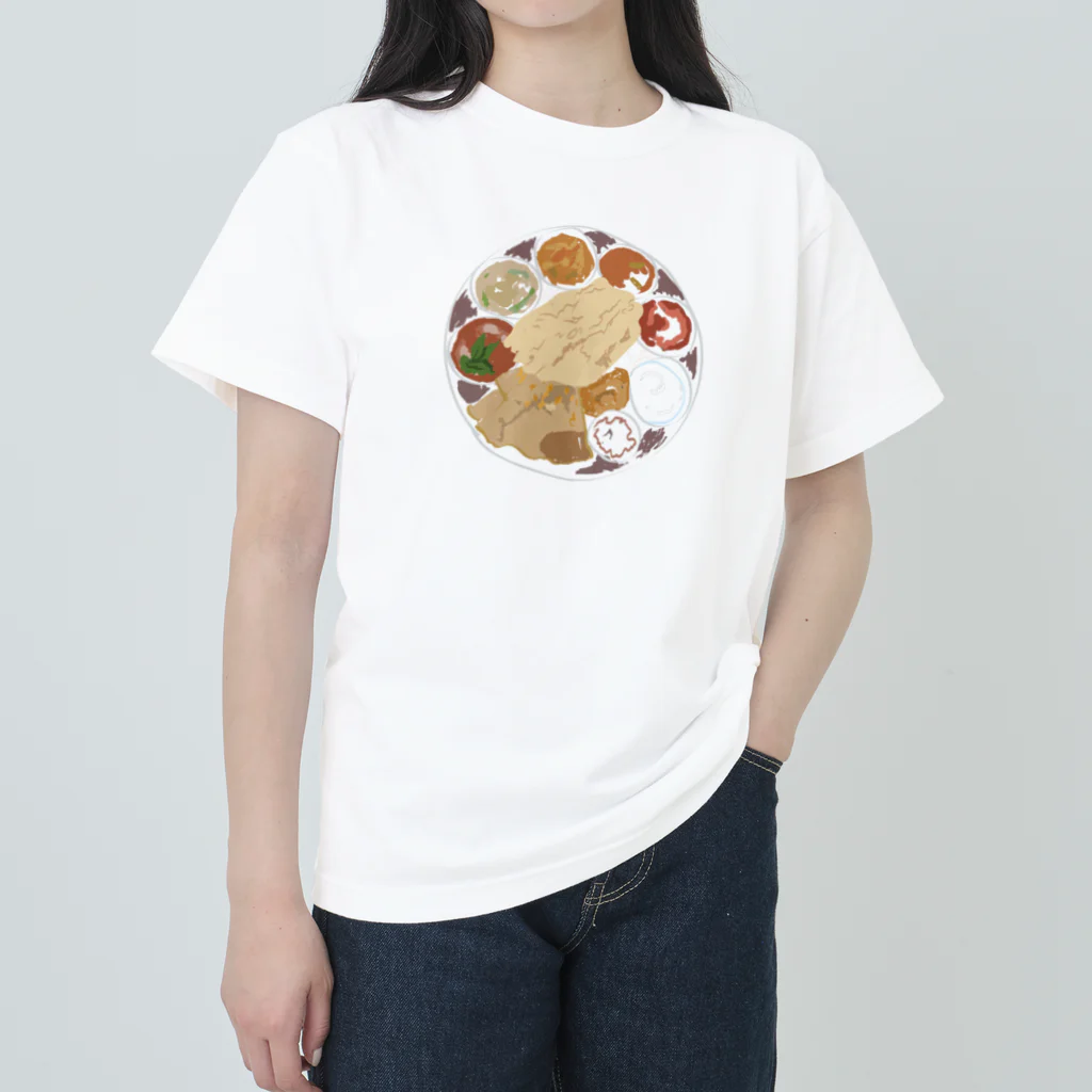 gohan-no-jungleのmeals ready 南インドのカレー定食 ヘビーウェイトTシャツ