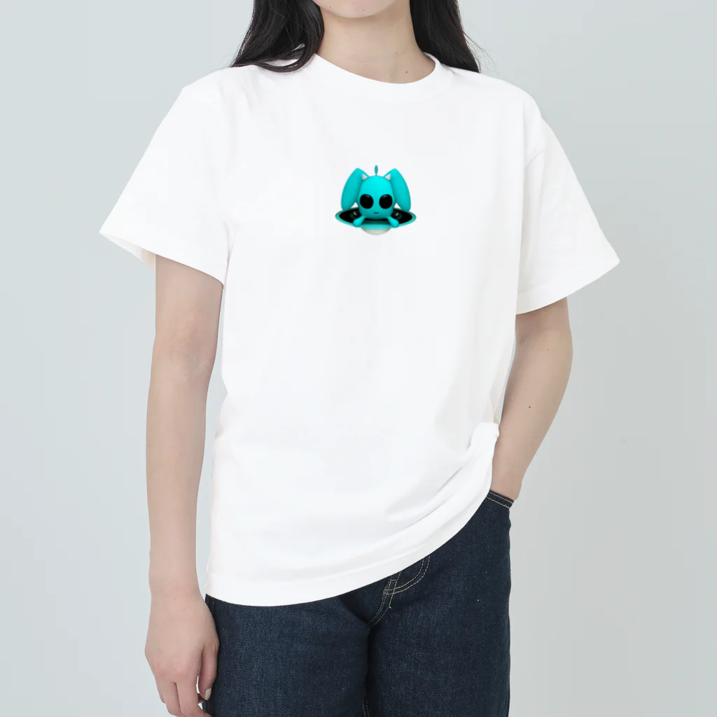 パラリアン公式グッズのパラリアン♀（ライトブルー）うさぎSTYLE−UFOにちょこん ヘビーウェイトTシャツ