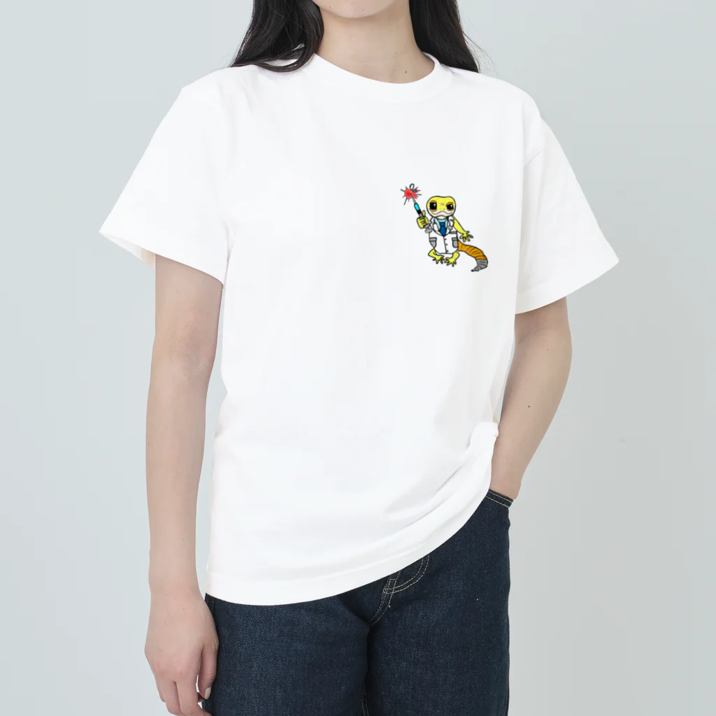 糖尿病 with animalsの注射をがんばる君を応援するレオパちゃん ヘビーウェイトTシャツ