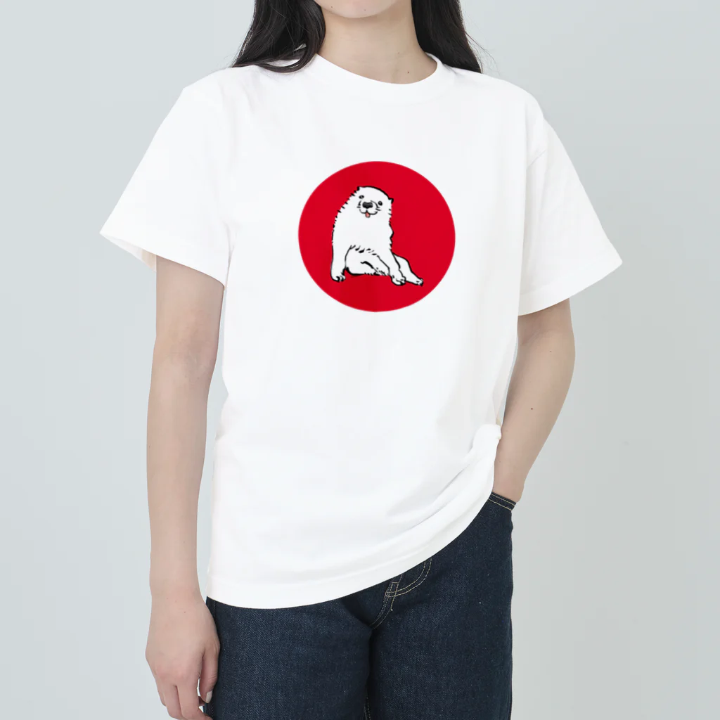 ふくふく商店の長沢芦雪の「あの犬」※日の丸バージョン ヘビーウェイトTシャツ