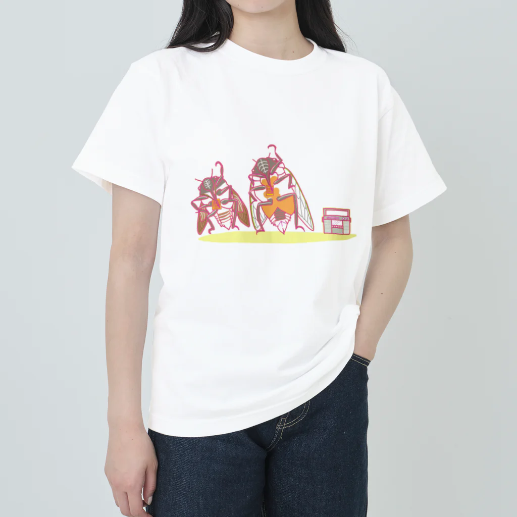 虫のくらしのセミさんラジオ体操 ヘビーウェイトTシャツ