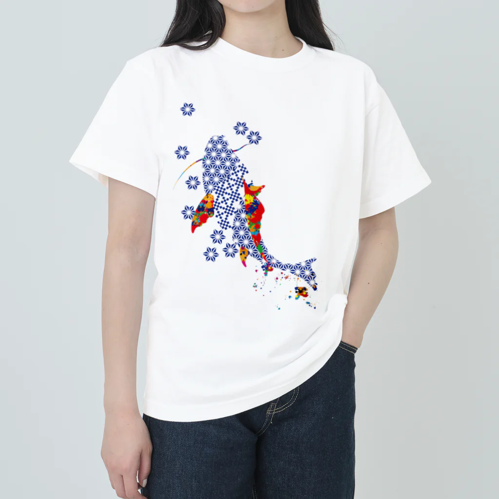 cuuyabowの鯉のぼり・和柄＆スプラッシュ / Navy ヘビーウェイトTシャツ