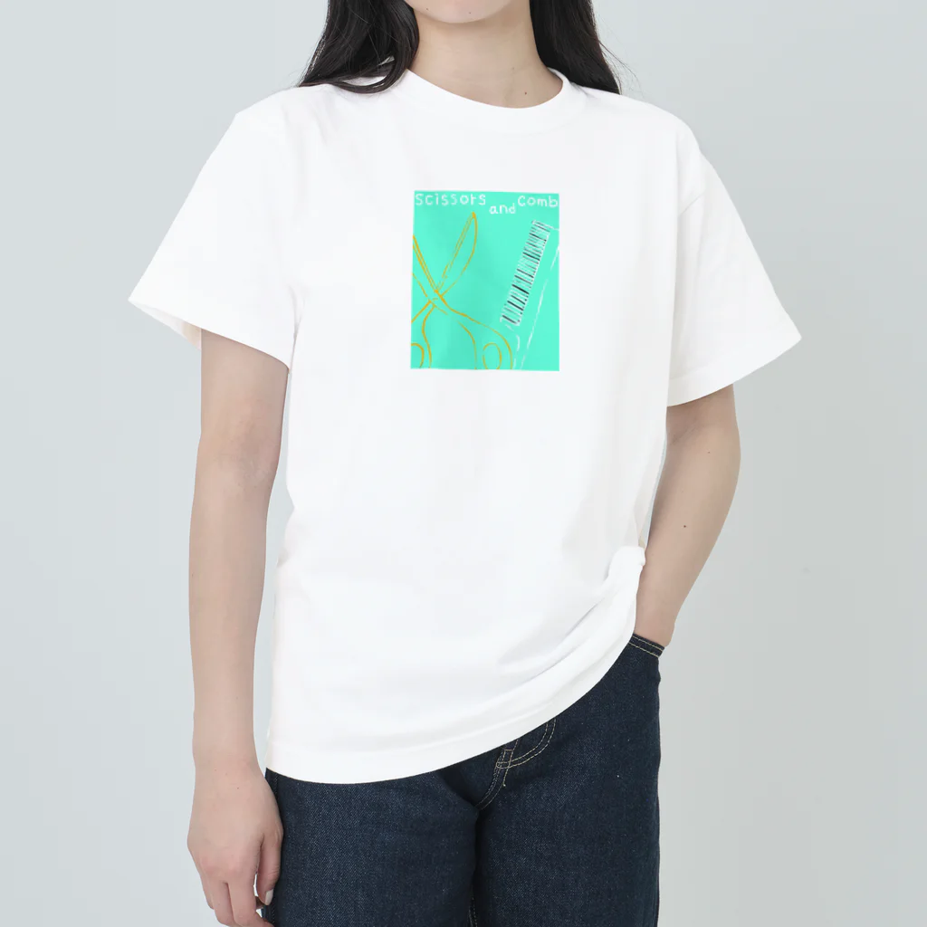 sb&colorの薄緑ハサミとくし ヘビーウェイトTシャツ