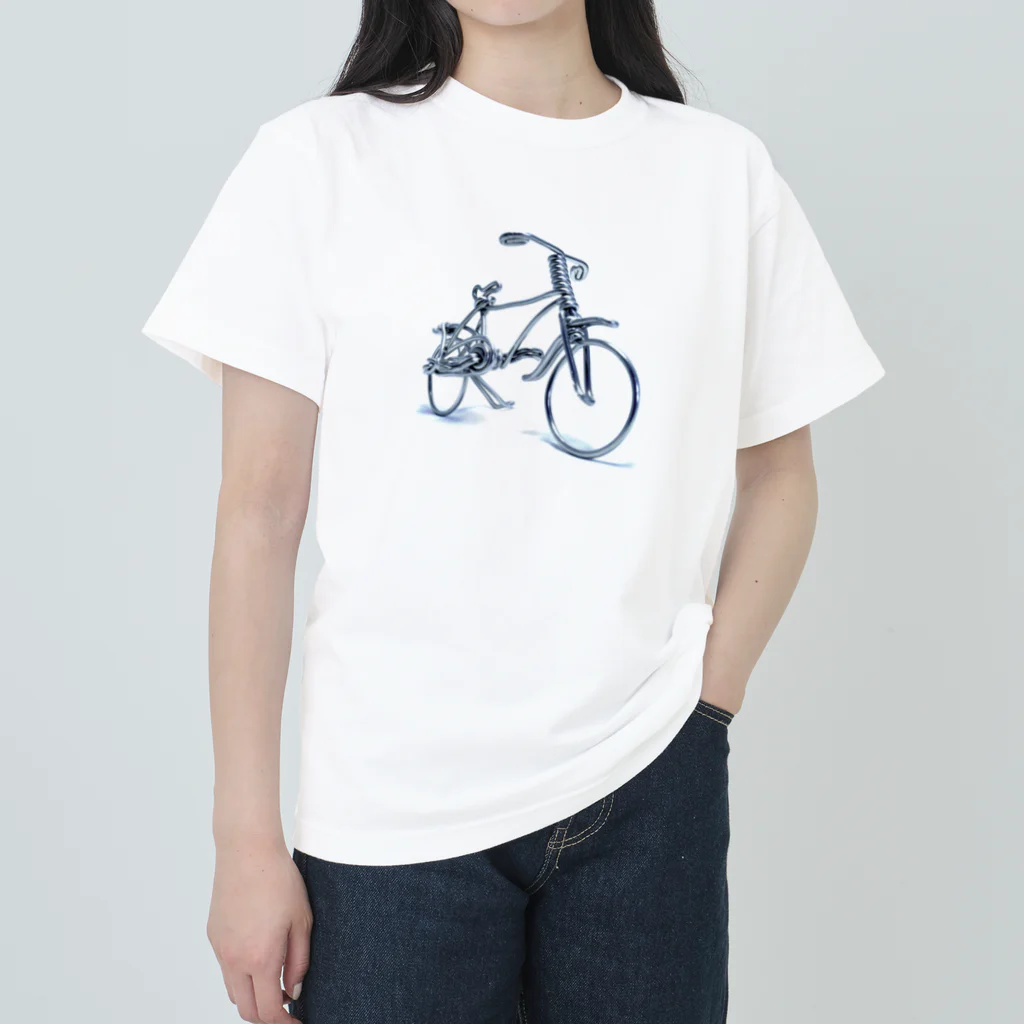 かぷかぷショップの【針金細工】シルバーの自転車 Heavyweight T-Shirt