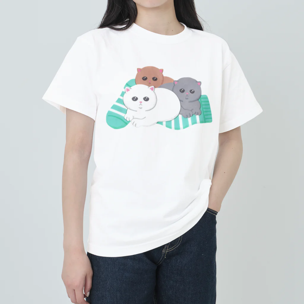 Makiko Takayamaのくつした猫 ヘビーウェイトTシャツ