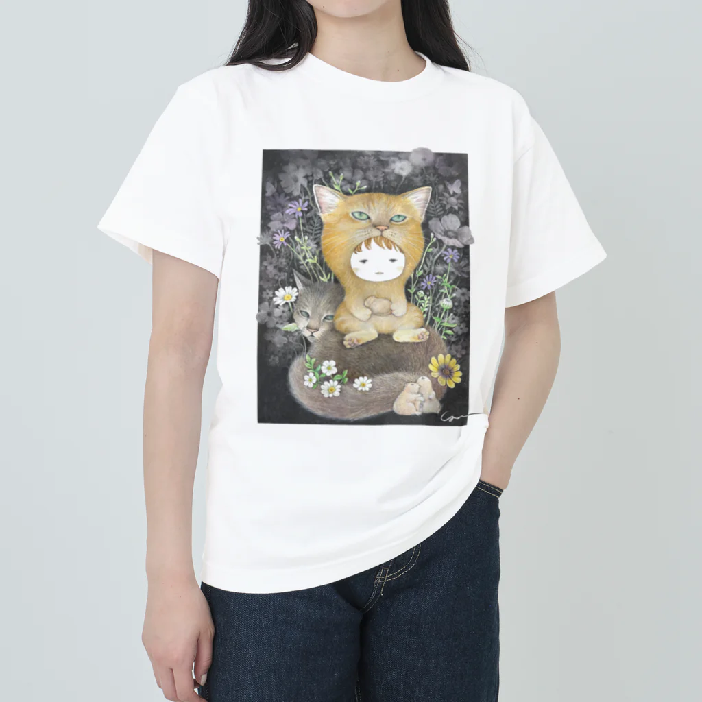 山田雨月shopのねこママクッション暖かいなT ヘビーウェイトTシャツ