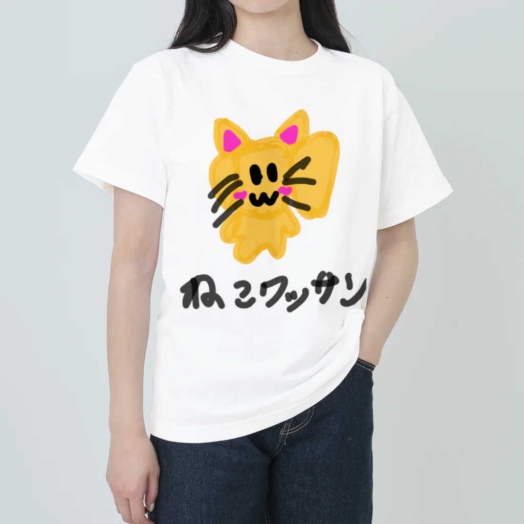 あっぷるぱいしょっぷのねこわっさん（文字付き） ヘビーウェイトTシャツ