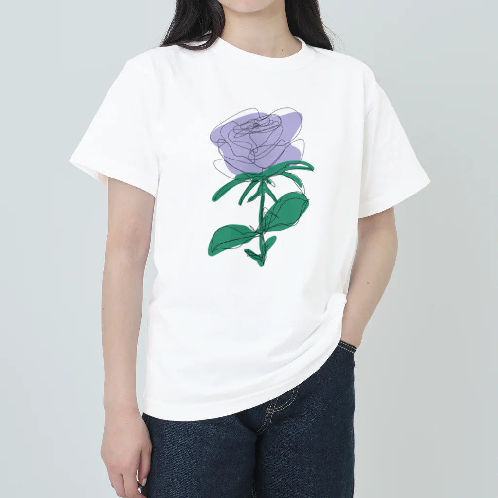 サラスシのmy ROSE パープル Heavyweight T-Shirt